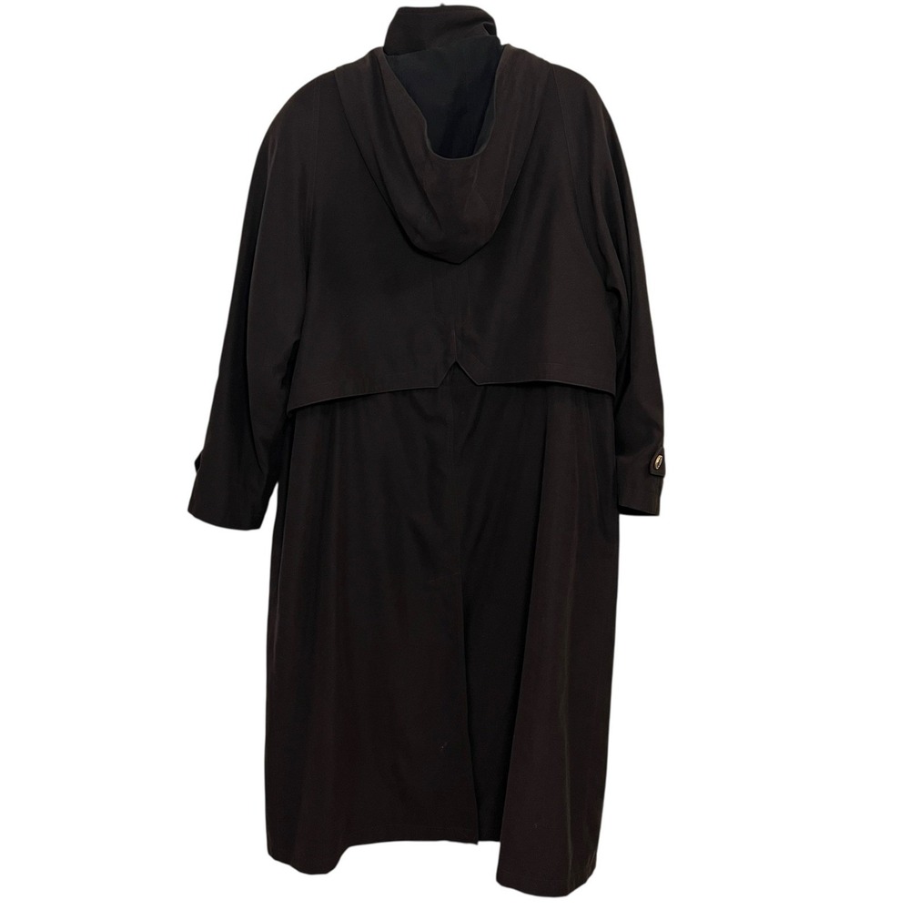 VTG Valerie Stevens Womens Long Hooded Trench Coat Brown Button Zip Size 12P - Picture 2 of 13